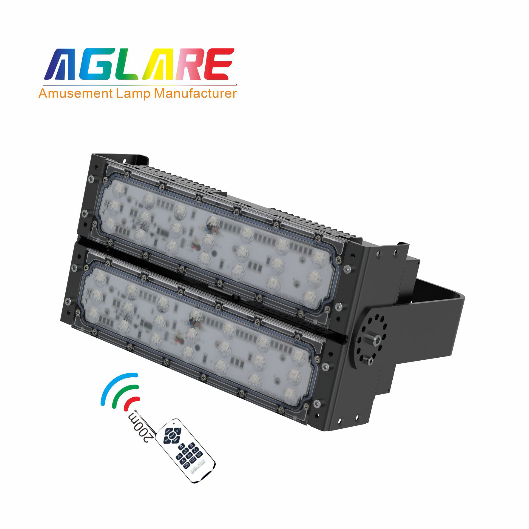 100W LED彩色泛光灯 RGB投光灯带遥浚？？？仄